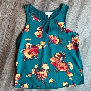 Market & Spruce Teal Floral Tank Top